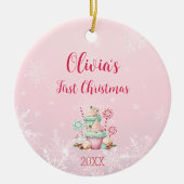 Roze kerst Sneeuwvlok Cupcake Eerste kerst Keramisch Ornament