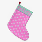 Roze kerst sneeuwvlok grote kerstsok (Voorkant (Hangend))