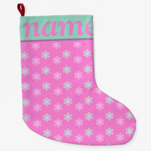 Roze kerst sneeuwvlok grote kerstsok