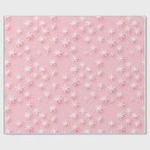 Roze kerst sneeuwvlokken cadeaupapier (Vlak)
