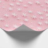 Roze kerst sneeuwvlokken cadeaupapier (Hoek)