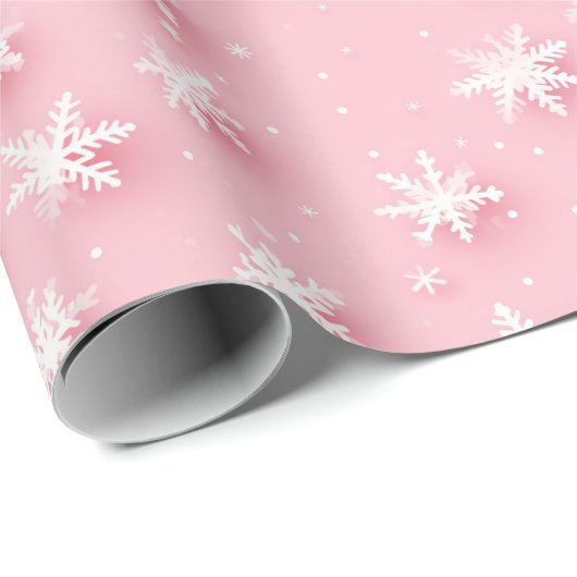 Roze kerst sneeuwvlokken cadeaupapier (Rol Hoek)