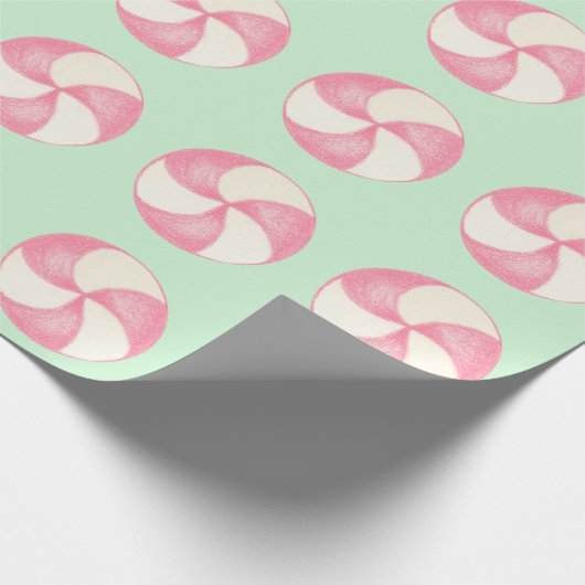 Roze Kerst Snoep Pepermunt inpakpapier (Hoek)