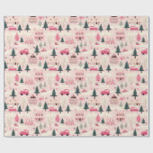 Roze Kerst  Stad Cadeaupapier (Vlak)