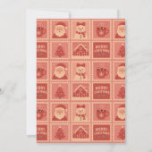 Roze Kerst Stamp Collage Uitnodigingen (Achterkant)