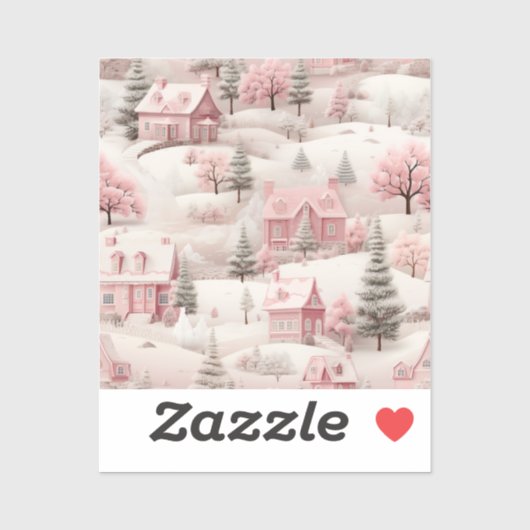 Roze kerst sticker (Vel)
