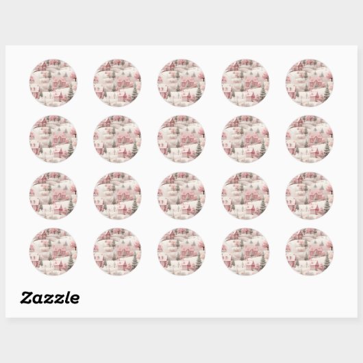Roze Kerst sticker (Vel)