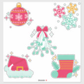 Roze Kerst stickers Blad (Vel)