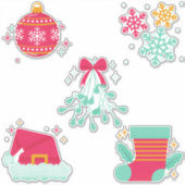 Roze Kerst stickers Blad (Voorkant)