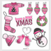 Roze Kerst stickers verpakking (Vel)