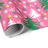 Roze Kerst Thema Cadeaupapier (Rol Hoek)
