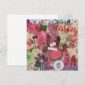 Roze Kerst 'Tis Het Seizoen Vlak Wenskaart (Voorkant / Achterkant)