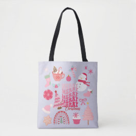 Roze kerst tote bag