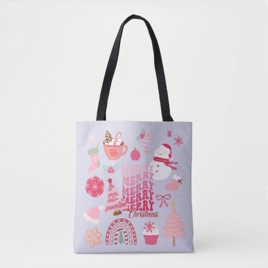 Roze kerst tote bag (Voorkant)