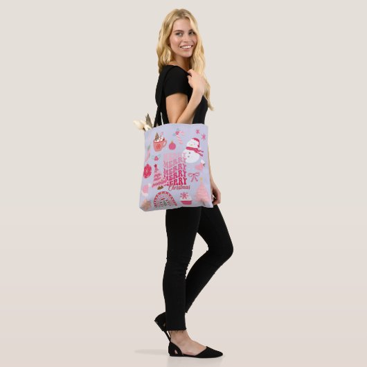 Roze kerst tote bag (Op model)