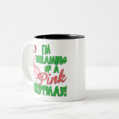 Roze kerst tweekleurige koffiemok (Voorkant links)