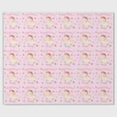 Roze kerst Unicorn Holiday op maat Cadeaupapier (Vlak)