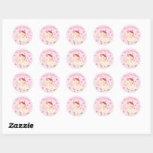 Roze kerst Unicorn Holiday op maat Ronde Sticker (Vel)