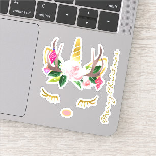 Roze kerst Unicorn Lashes Antlers en Nose Sticker