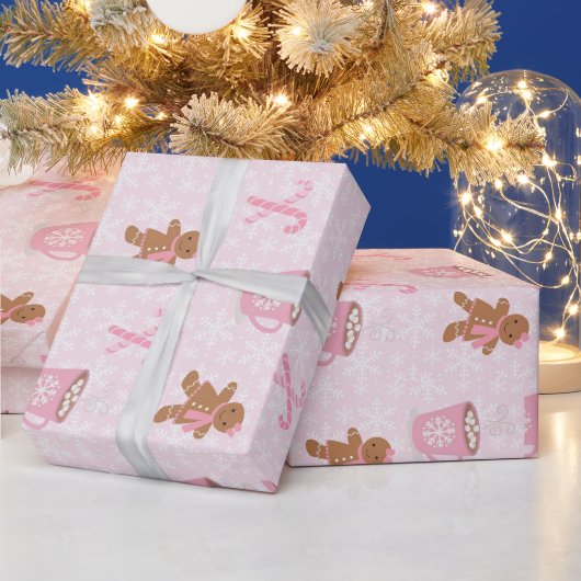 Roze kerst van Gingerbrood Cadeaupapier (Feestdagen)