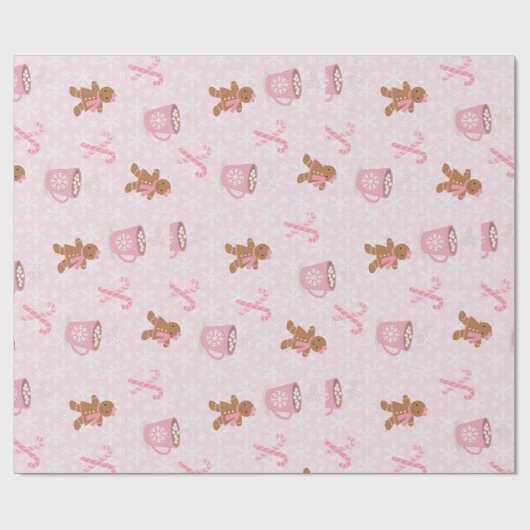 Roze kerst van Gingerbrood Cadeaupapier (Vlak)