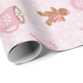 Roze kerst van Gingerbrood Cadeaupapier (Rol Hoek)