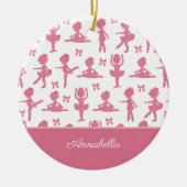 Roze kerst van het meisje van Glitter Ballerina Keramisch Ornament (Voorkant)