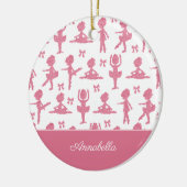Roze kerst van het meisje van Glitter Ballerina Keramisch Ornament (Links)