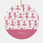 Roze kerst van het meisje van Glitter Ballerina Keramisch Ornament (Achterkant)
