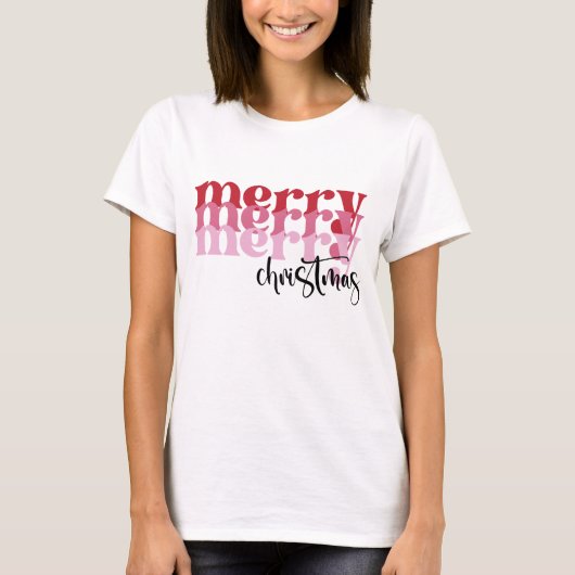 Roze kerst van Merry T-shirt (Voorkant)