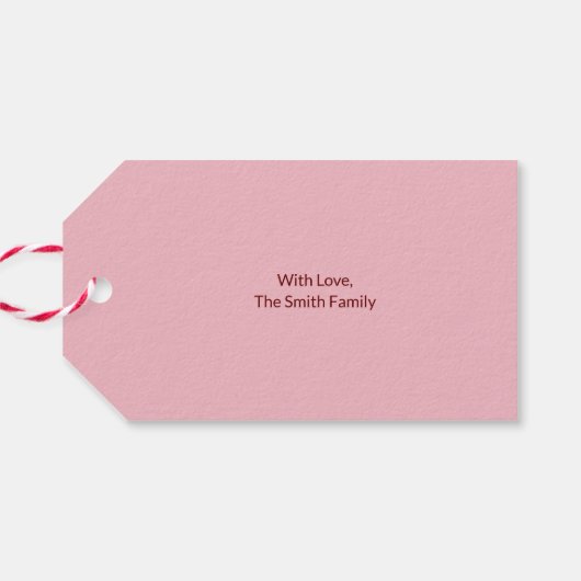 Roze kerst van Poinsettia Cadeaulabel (Achterkant Horizontaal)