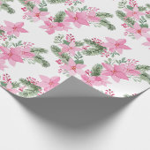 Roze kerst van Poinsettia Cadeaupapier (Hoek)