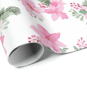 Roze kerst van Poinsettia Cadeaupapier (Rol Hoek)