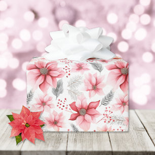 Roze kerst van Poinsettia Cadeaupapier