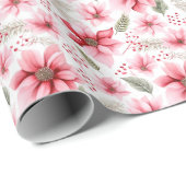 Roze kerst van Poinsettia Cadeaupapier (Rol Hoek)