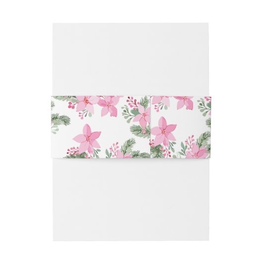 Roze kerst van Poinsettia Uitnodigingen Wikkel (Achterkant Voorbeeld)