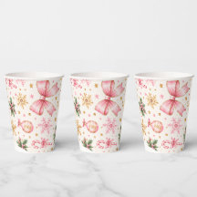 Roze Kerst Verjaardagsfeest Cups | Roze Gouden Str