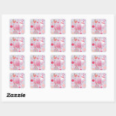 Roze kerst vierkante sticker (Vel)