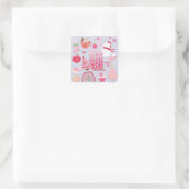 Roze kerst vierkante sticker (Tas)