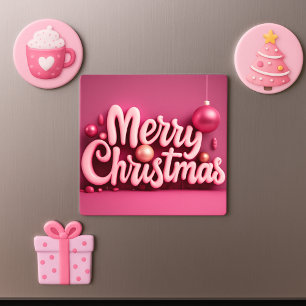 Roze Kerst Vrolijk Kerstfeest vakantie 3D letterty