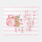 Roze Kerst Warme Chocolade Mok Fleece Deken (Voorkant (Horizontaal))