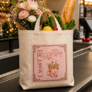 Roze kerst warme chocolademelk gepersonaliseerde b tote bag