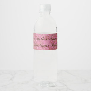 Roze kerst waterfles etiket