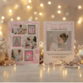  Roze Kerst Waterverf Familiefoto Feestdagenkaart