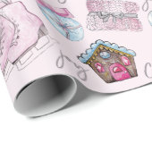 Roze Kerst Waterverf Schattige Cadeaupapier (Rol Hoek)