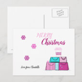 Roze Kerst Winkel Tassen Feestdagenkaart (Voorkant / Achterkant)