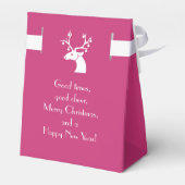 Roze Kerst Wit Rendier Gepersonaliseerde Bericht Bedankdoosjes (Achterkant)