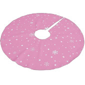 Roze Kerst Witte Sneeuwvlokken & Polka Dots Kerstboom Rok (Gekanteld)