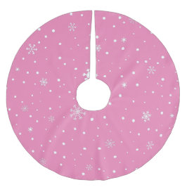 Roze Kerst Witte Sneeuwvlokken & Polka Dots Kerstboom Rok
