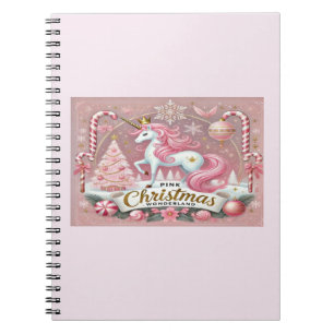 Roze Kerst Wonderland Eenhoorn Notitieboek